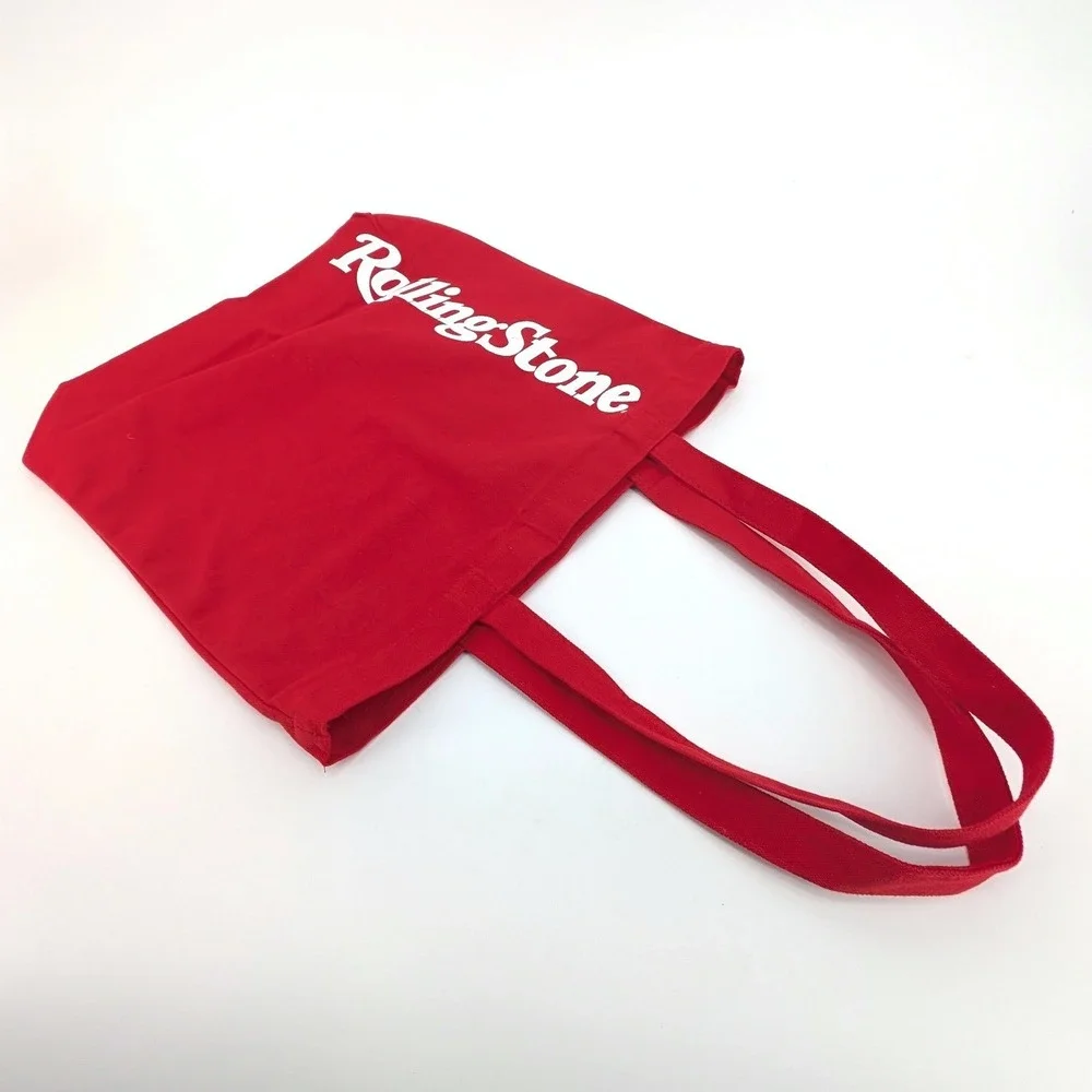 Rolling Stone Magazine Canvas‎ Tote Bag Red White Magazine Reusable Market Bag